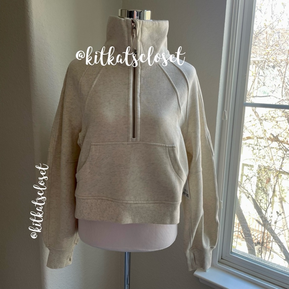 🆕 HEATHERED IVORY GOLD - NWT lululemon scuba oversized funnel neck half zip